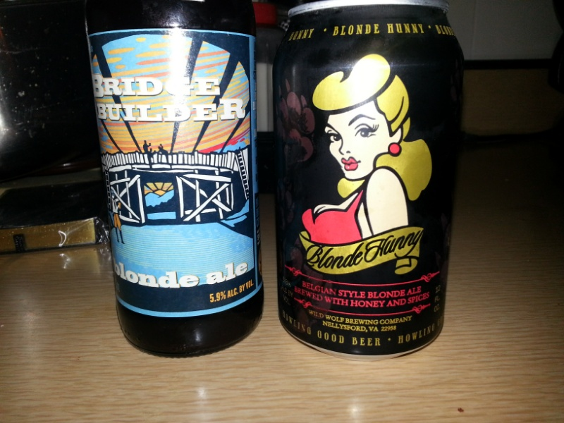 Illustration for article titled Virginia Blonde Ale Comparo: Wild Wolf Blonde Hunny vs. Parkway Bridge Builder